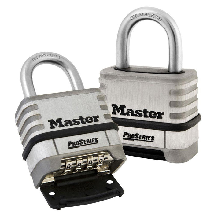 Master Lock 1174 ProSeries® Stainless Steel Resettable Combination Padlock 2-1/4in (57mm) Wide-Keyed-Master Lock-1-1/16in (27mm)-1174-MasterLocks.com