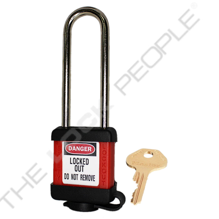 Master Lock 410COV Padlock with Plastic Cover 1-1/2in (38mm) wide-Master Lock-Keyed Different-3in-410LTREDCOV-MasterLocks.com