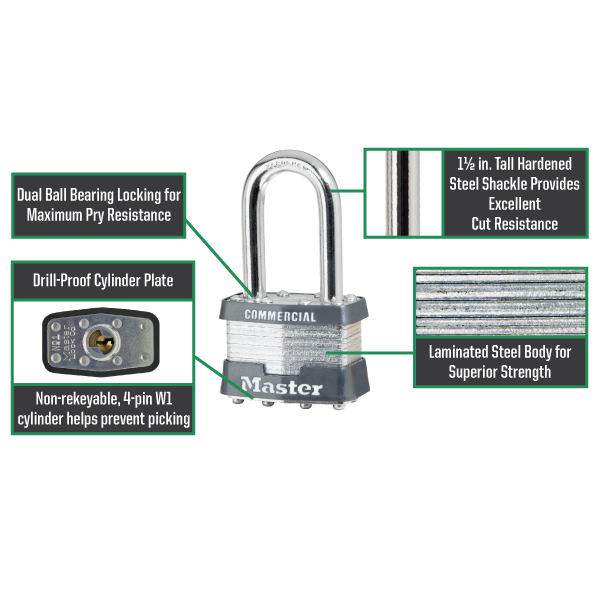Master Lock 1 Laminated Steel Padlock 1-3/4in (44mm) Wide-Keyed-Master Lock-MasterLocks.com