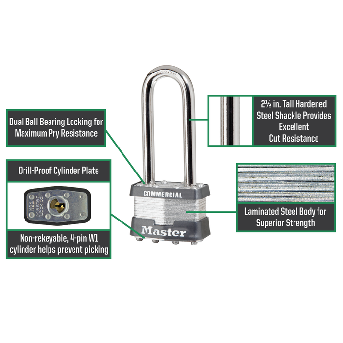 Master Lock 1 Laminated Steel Padlock 1-3/4in (44mm) Wide-Keyed-Master Lock-MasterLocks.com