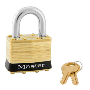 Master Lock 2 Laminated Brass Padlock 1-3/4in (44mm) Wide-Keyed-Master Lock-Black-Keyed Alike-2KABLK-MasterLocks.com