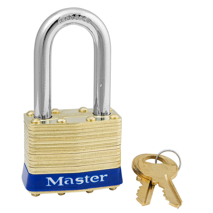 Master Lock 2 Laminated Brass Padlock 1-3/4in (44mm) Wide-Keyed-Master Lock-Blue-Keyed Alike-2KALF-MasterLocks.com