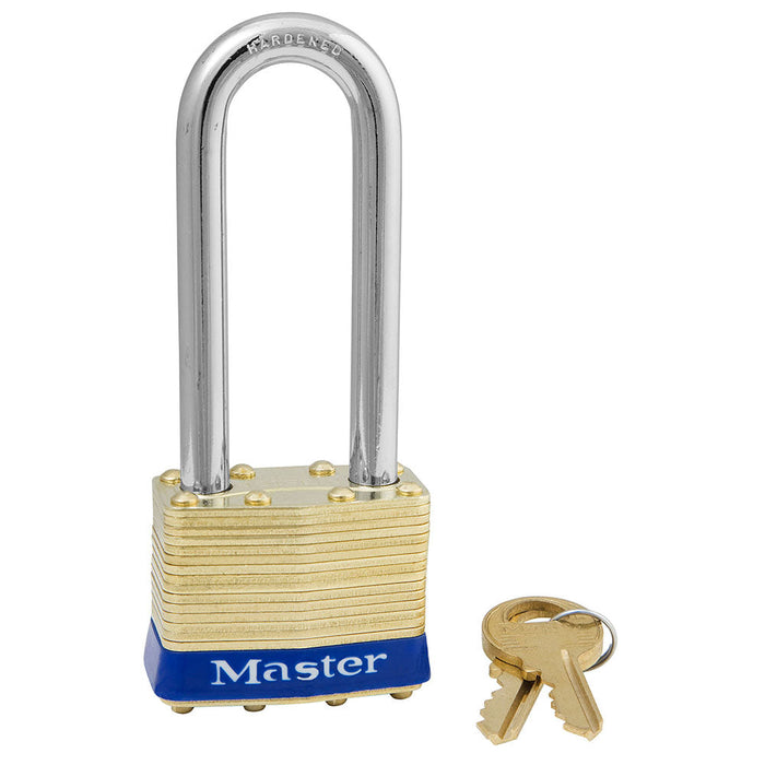 Master Lock 2 Laminated Brass Padlock 1-3/4in (44mm) Wide-Keyed-Master Lock-Blue-Keyed Alike-2KALJ-MasterLocks.com