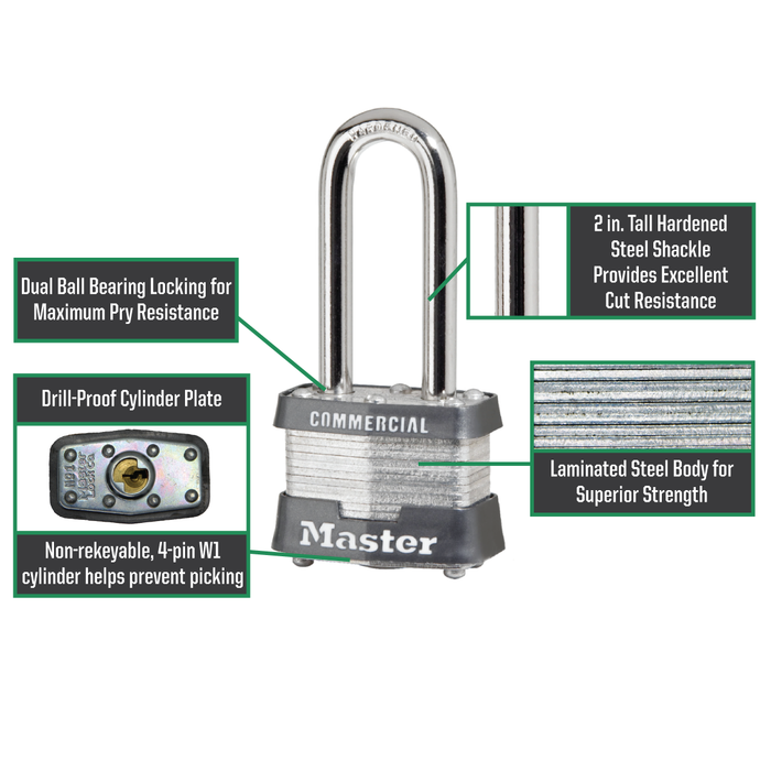 Master Lock 3 Laminated Steel Padlock 1-9/16in (40mm) Wide-Keyed-Master Lock-MasterLocks.com