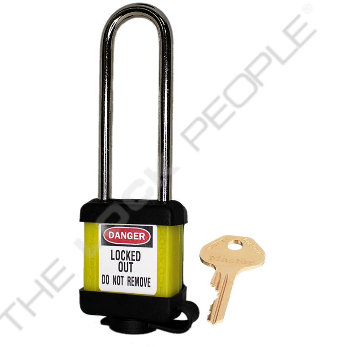 Master Lock 410COV Padlock with Plastic Cover 1-1/2in (38mm) wide-Master Lock-Master Keyed-3in-410MKLTYLWCOV-MasterLocks.com