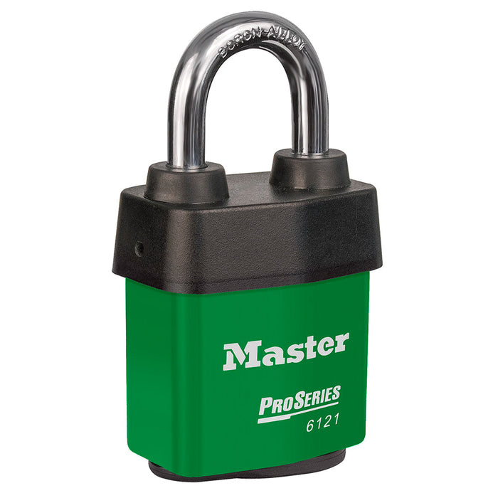 Master Lock 6121 ProSeries® Weather Tough® Laminated Steel Rekeyable Padlock 2-1/8in (54mm) Wide-Keyed-Master Lock-Green-Keyed Alike-6121KAGRN-MasterLocks.com