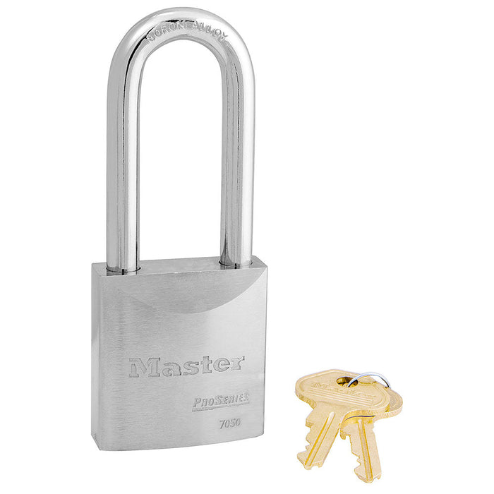 Master Lock 7050 ProSeries® Solid Steel Rekeyable Padlock 2in (51mm) Wide-Keyed-Master Lock-Keyed Different-2-7/16in (61mm)-7050LJ-MasterLocks.com