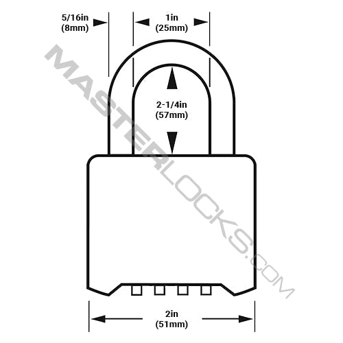 Master Lock 175LH 2 in (51mm) Wide Resettable Combination Brass Padlock with 2-1/4in (57mm) Shackle-Combination-Master Lock-175LH-MasterLocks.com