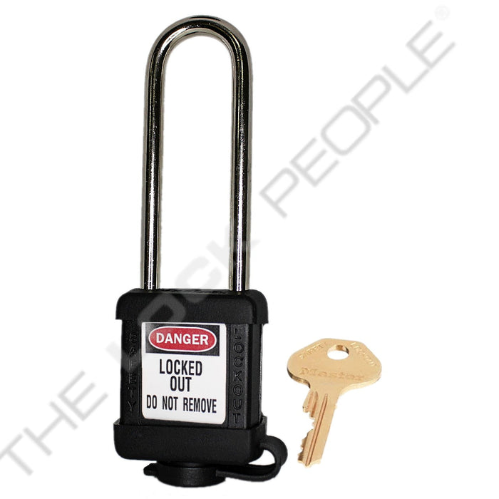 Master Lock 410COV Padlock with Plastic Cover 1-1/2in (38mm) wide-Master Lock-Master Keyed-3in-410MKLTBLKCOV-MasterLocks.com