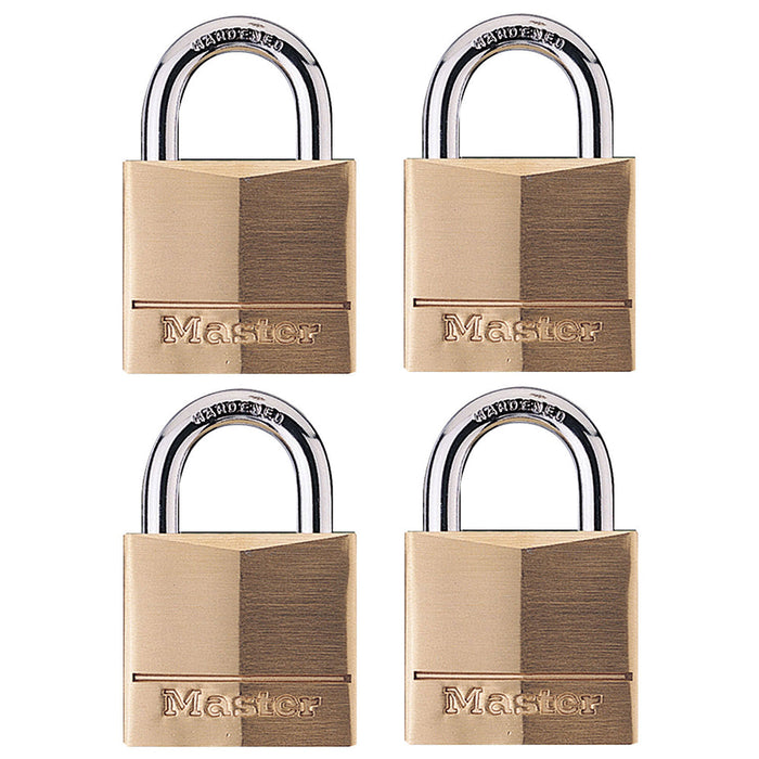 Master Lock 140Q Solid Brass Body Padlock; 4 Pack 1-9/16in (40mm) Wide-Keyed-Master Lock-140Q-MasterLocks.com
