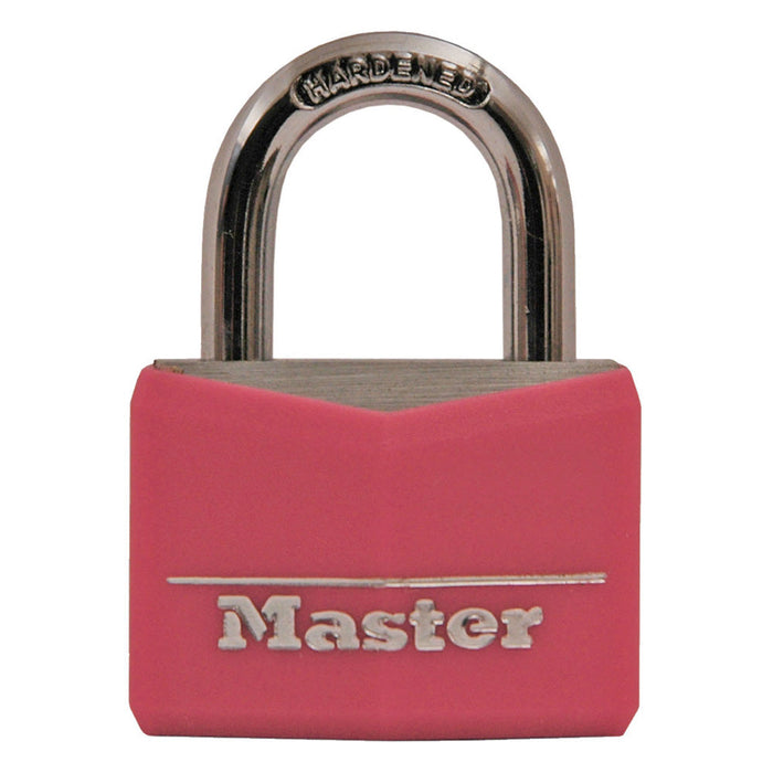 Master Lock 146D Covered Solid Body Padlock; Pink 1-9/16in (40mm) Wide-Keyed-Master Lock-146D-MasterLocks.com