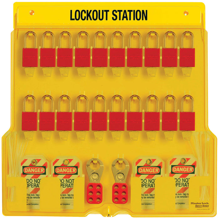 Master Lock 1484BP1106 20-Lock Padlock Station, Anodized Aluminum Padlocks-Keyed-Master Lock-1484BP1106-MasterLocks.com