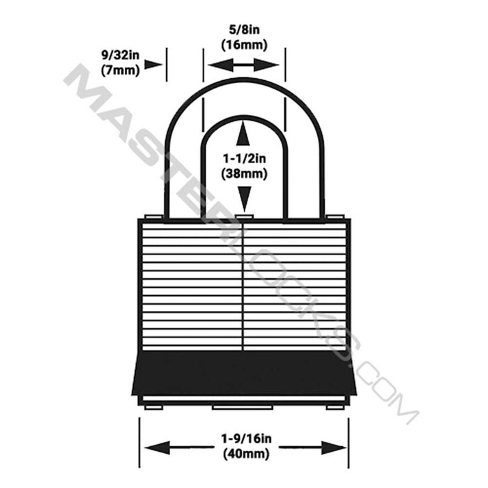 Master Lock 3 Laminated Steel Padlock 1-9/16in (40mm) Wide-Keyed-Master Lock-MasterLocks.com