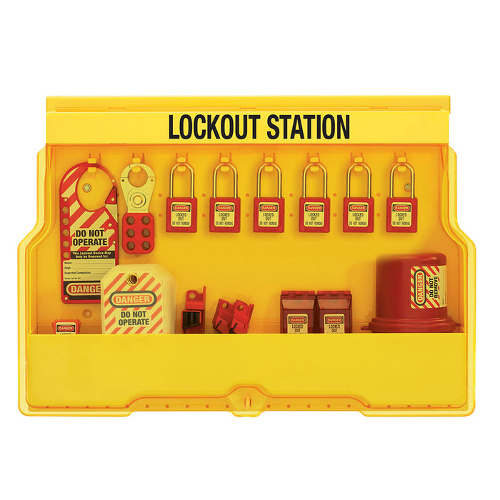 Master Lock S1850E410 Lockout Station, Electrical Focus, Zenex™ Thermoplastic Padlocks-Keyed-Master Lock-S1850E410-MasterLocks.com