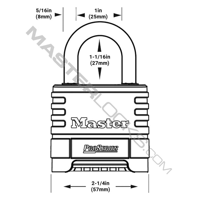 Master Lock 1174 ProSeries® Stainless Steel Resettable Combination Padlock 2-1/4in (57mm) Wide-Keyed-Master Lock-1-1/16in (27mm)-1174-MasterLocks.com