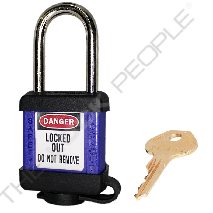 Master Lock 410COV Padlock with Plastic Cover 1-1/2in (38mm) wide-Master Lock-Master Keyed-1-1/2in-410MKBLUCOV-MasterLocks.com