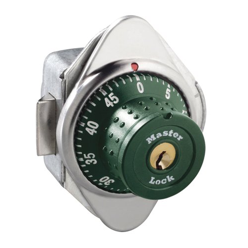 Master Lock 1654MD Built-In Combination Lock with Metal Dial for Horizontal Latch Box Lockers - Hinged on Right-Master Lock-Green-1654MDGRN-MasterLocks.com
