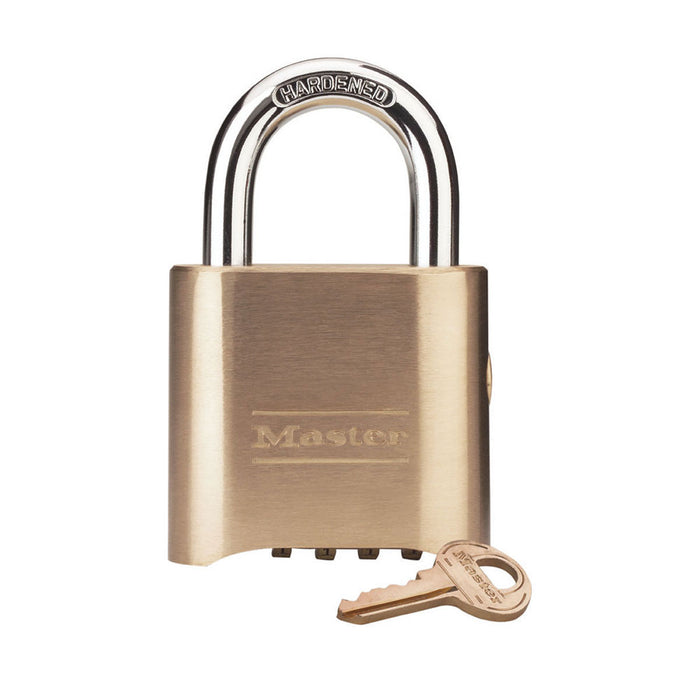 Master Lock 176 Resettable Combination Brass Padlock, Supervisory Key Override 2in (51mm) Wide-Combination-Master Lock-1in-176-MasterLocks.com