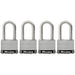 Master Lock 1SSQ 1-3/4in (44mm) Wide Laminated Stainless Steel Padlock with 1-1/2in (38mm) Shackle; 4 pack-Keyed-Master Lock-1SSQLF-MasterLocks.com