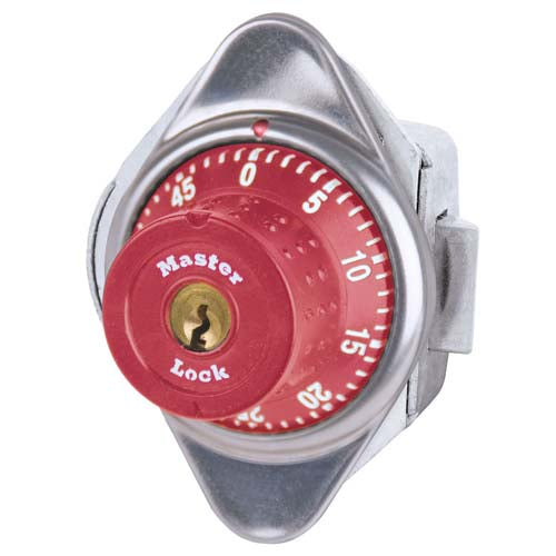 Master Lock 1655MD Built-In Combination Lock with Metal Dial for Horizontal Latch Box Lockers - Hinged on Left-Master Lock-Red-1655MDRED-MasterLocks.com