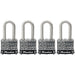 Master Lock 3SSQ 1-9/16in (40mm) Wide Laminated Stainless Steel Padlock with 1-1/2in (38mm) Shackle; 4 Pack-Keyed-Master Lock-3SSQLF-MasterLocks.com