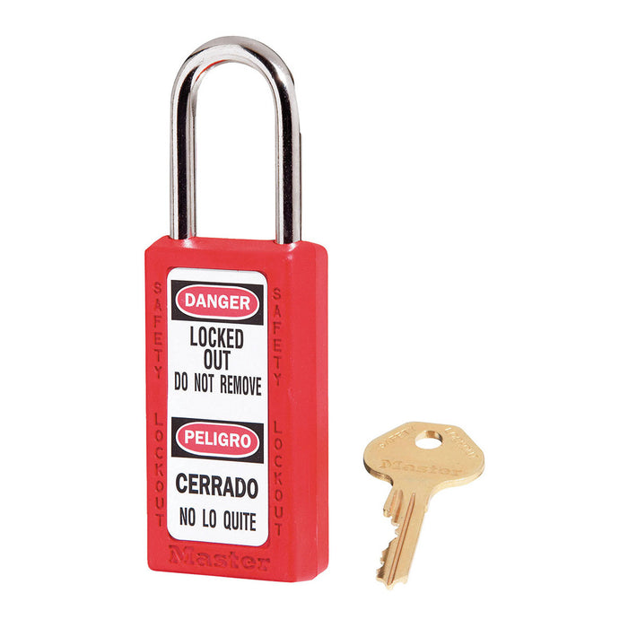 Master Lock 411 Zenex™ Thermoplastic Safety Padlock, 1-1/2in (38mm) Wide with 1-1/2in (38mm) Tall Shackle-Keyed-Master Lock-Red-Keyed Alike-411KARED-MasterLocks.com