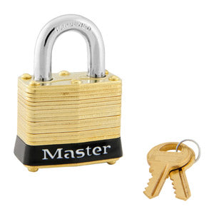 Master Lock 4 Laminated Brass Padlock 1-9/16in (40mm) Wide-Keyed-Master Lock-Black-Keyed Alike-4KABLK-MasterLocks.com