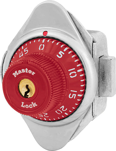 Master Lock 1671MD Built-In Combination Lock with Metal Dial for Lift Handle, Single Point and Box Lockers - Hinged on Left-Master Lock-Red-1671MDRED-MasterLocks.com