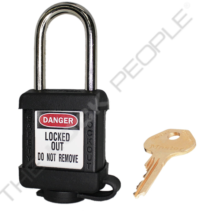 Master Lock 410COV Padlock with Plastic Cover 1-1/2in (38mm) wide-Master Lock-Keyed Different-1-1/2in-410BLKCOV-MasterLocks.com