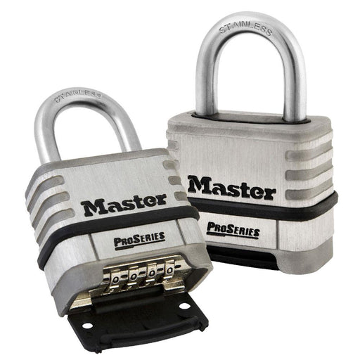 Master Lock 1174 ProSeries® Stainless Steel Resettable Combination Padlock 2-1/4in (57mm) Wide-Keyed-Master Lock-1-1/16in (27mm)-1174-MasterLocks.com