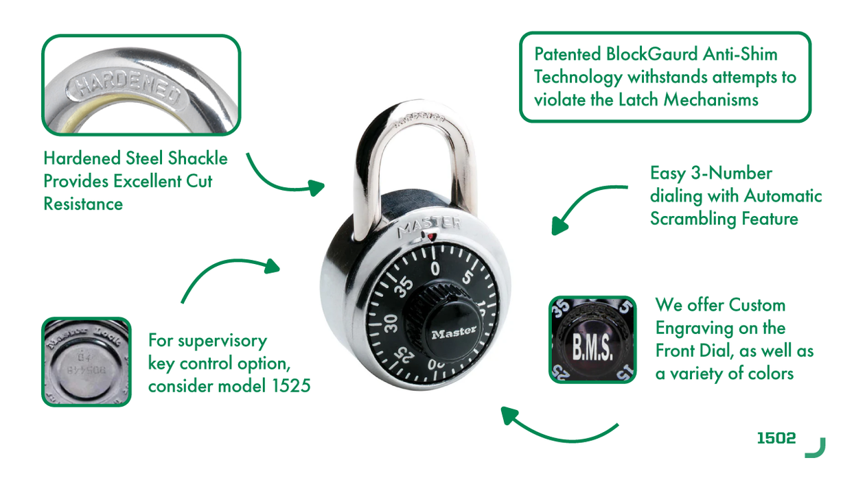 Master Lock 1502 General Security Combination Padlock 1-7/8in (48mm) Wide