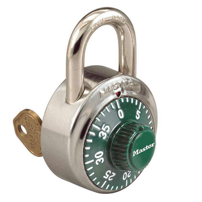 Master Lock 1525 General Security Combination Padlock with Key Control Feature and Colored Dial 1-7/8in (48mm) Wide-1525-Master Lock-Green-1525GRN-MasterLocks.com