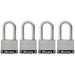 Master Lock 1SSQ 1-3/4in (44mm) Wide Laminated Stainless Steel Padlock with 1-1/2in (38mm) Shackle; 4 pack-Keyed-Master Lock-1SSQLF-MasterLocks.com