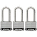 Master Lock 1SSTRI 1-3/4in (44mm) Wide Laminated Stainless Steel Padlock with 2in (51mm) Shackle; 3 Pack-Keyed-Master Lock-1SSTRILH-MasterLocks.com