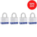 Master Lock 3008D Laminated Steel Padlock; 4 Pack 1-9/16in (40mm) Wide-Keyed-Master Lock-3008D-MasterLocks.com
