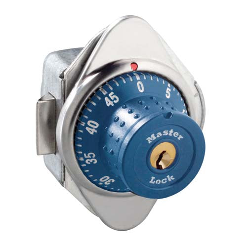 Master Lock 1654MD Built-In Combination Lock with Metal Dial for Horizontal Latch Box Lockers - Hinged on Right-Master Lock-Blue-1654MDBLU-MasterLocks.com