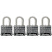 Master Lock 3SSQ Laminated Stainless Steel Padlock; 4 Pack 1-9/16in (40mm) Wide-Keyed-Master Lock-3SSQ-MasterLocks.com