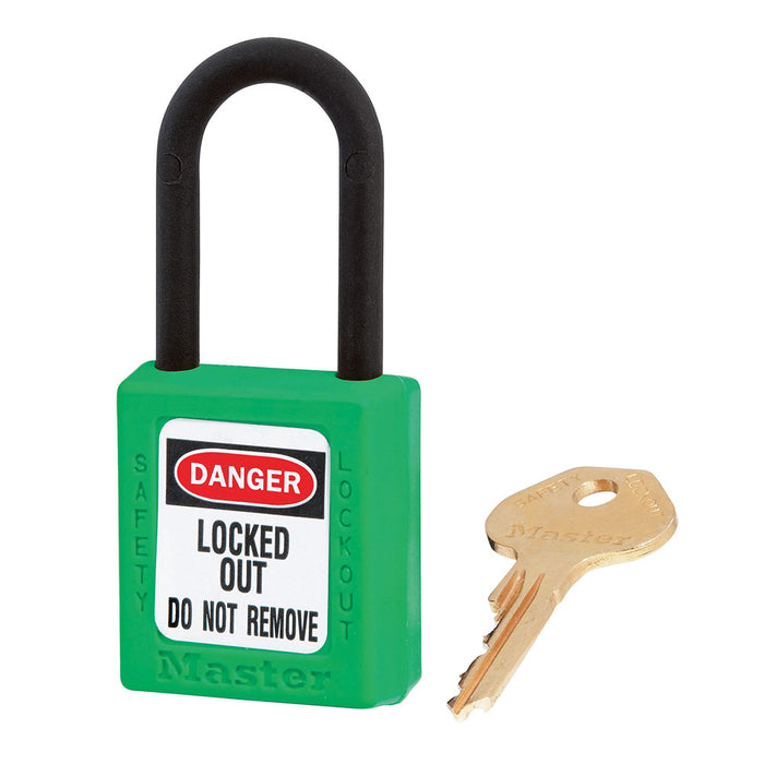 Master Lock 406 Dielectric Zenex™ Thermoplastic Safety Padlock, 1-1/2in (38mm) Wide with 1-1/2in (38mm) Tall Nylon Shackle-Keyed-Master Lock-Green-Keyed Alike-406KAGRN-MasterLocks.com