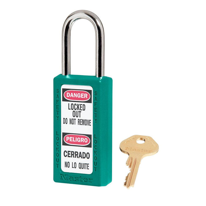 Master Lock 411AST Multicolored 8-Pack of Zenex™ Thermoplastic Safety Padlock, 1-1/2in (38mm) Wide with 1-1/2in (38mm) Tall Shackle-Keyed-Master Lock-411AST-MasterLocks.com