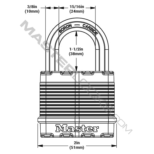 Master Lock Key Dimensions Master Lock M5 2in (51mm) Wide Magnum® Laminated Steel Padlock ...