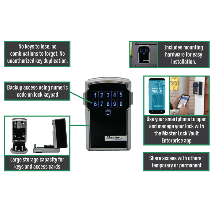 Master Lock 5441ENT Bluetooth® Wall-Mount Lock Box for Business Applications-Digital/Electronic-Master Lock-5441ENT-MasterLocks.com