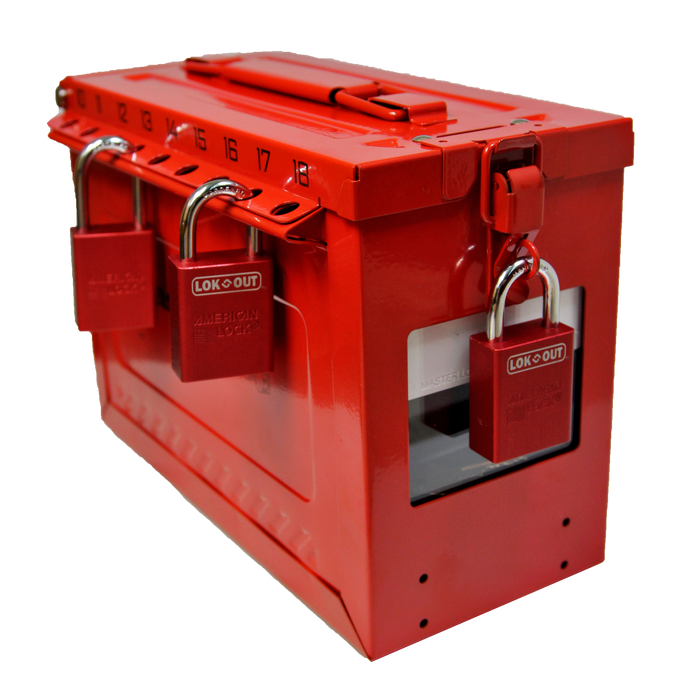 Master Lock S602 Large Group Lockout Box with Key Window & Rewritable Tag-Master Lock-S602-MasterLocks.com