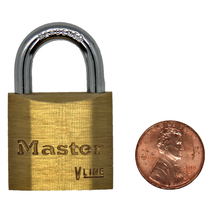 Master Lock 4130 V-Line Brass Padlock 1-1/8in (29mm) Wide-Keyed-Master Lock-MasterLocks.com