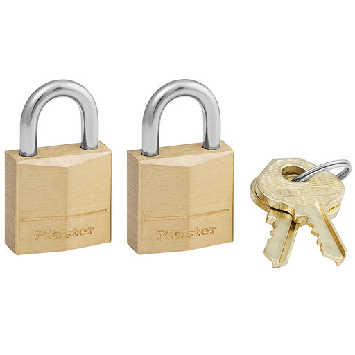 Master Lock 120T Solid Brass Body Padlock, 2 Pack 3/4in (19mm) Wide-Keyed-Master Lock-120T-MasterLocks.com