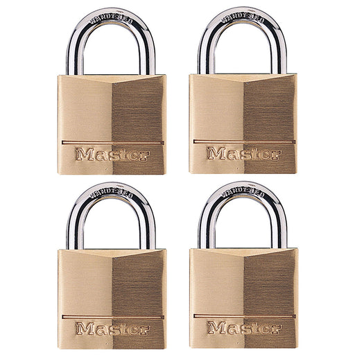 Master Lock 140Q Solid Brass Body Padlock; 4 Pack 1-9/16in (40mm) Wide-Keyed-Master Lock-140Q-MasterLocks.com