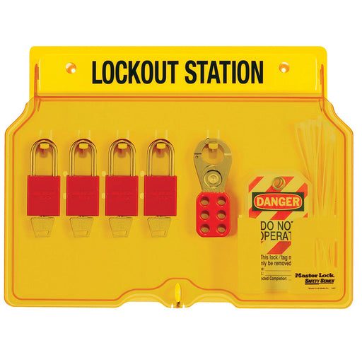 Master Lock 1482BP1106 4-Lock Padlock Station, Anodized Aluminum Padlocks-Keyed-Master Lock-1482BP1106-MasterLocks.com