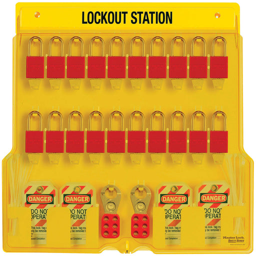 Master Lock 1484BP1106 20-Lock Padlock Station, Anodized Aluminum Padlocks-Keyed-Master Lock-1484BP1106-MasterLocks.com