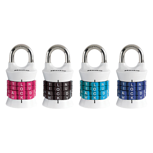Master Lock 1535DWD Set Your Own WORD Combination Padlock; Assorted Colors 1-1/2in (38mm) Wide-Combination-Master Lock-1535DWD-MasterLocks.com