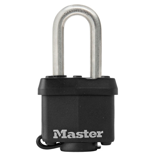 Master Lock 311SSKAD 1-9/16in (40mm) Wide Covered Stainless Steel Padlock with 1-1/2in (38mm) Shackle; Black-Keyed-Master Lock-311SSKADLF-MasterLocks.com