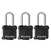 Master Lock 311SSTRI 1-9/16in (40mm) Wide Covered Stainless Steel Padlock with 1-1/2in (38mm) Shackle; 3 Pack; Black-Keyed-Master Lock-311SSTRILF-MasterLocks.com